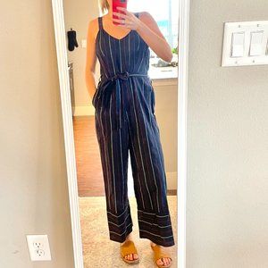 Navy, White, Red Striped Jumpsuit